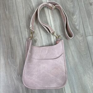 Ahdorned blush pink vegan leather crossbody messenger bag